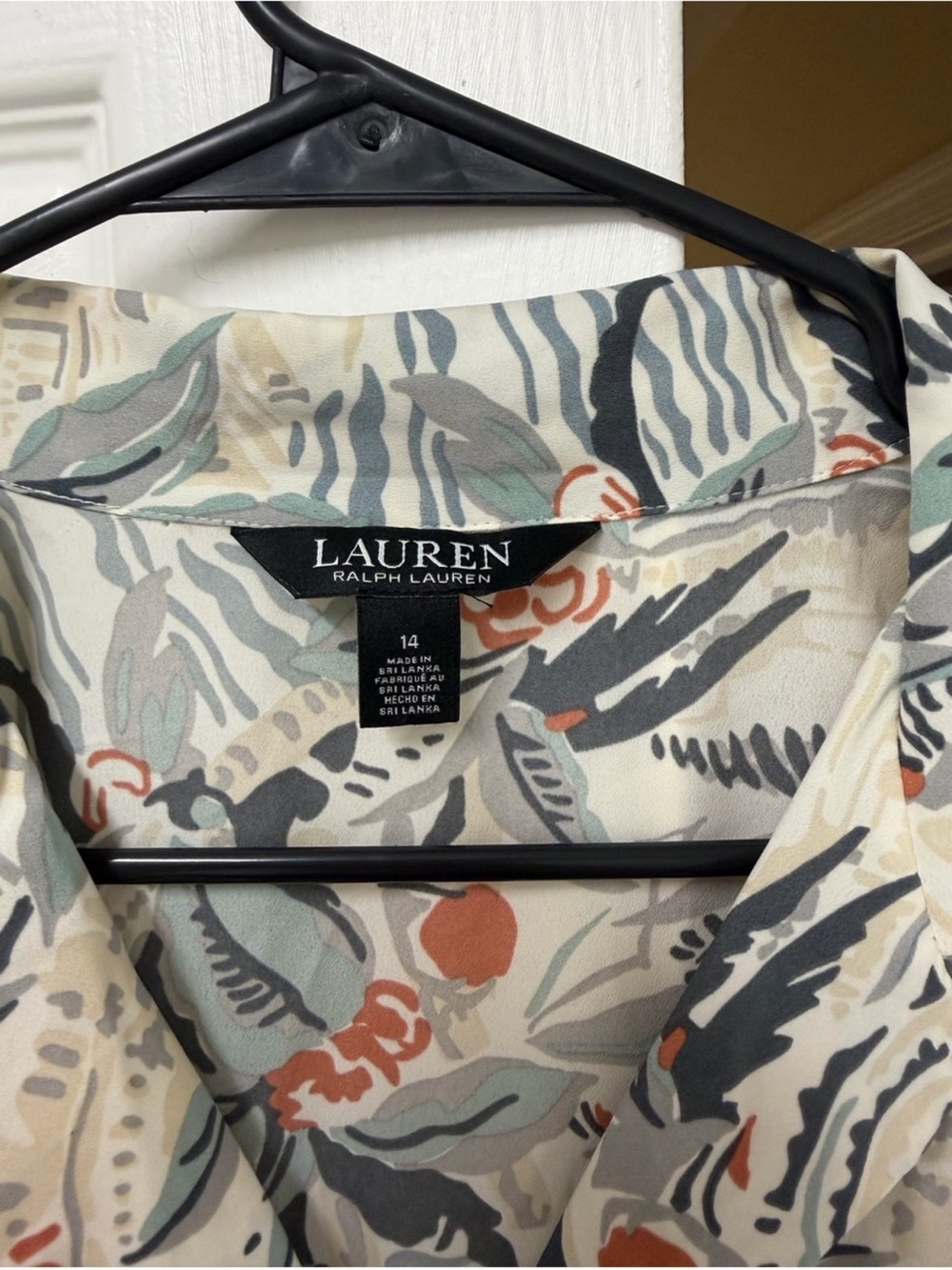 Lauren Ralph Lauren Belted Printed Midi Shirtdress Size 14 - Picture 9 of 16